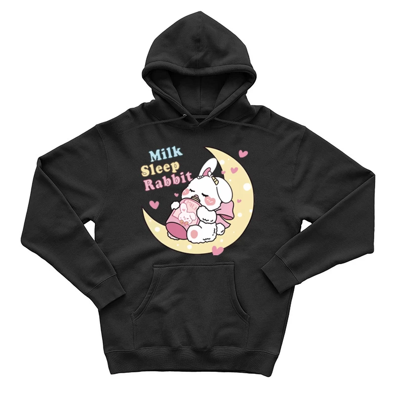 Schlafendes Kaninchen auf dem Mond mit Milchflasche Herren Pullover Hoodie