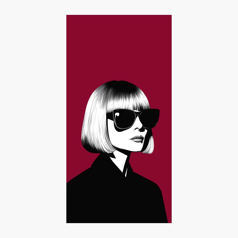 Monochrome Chic: Stylish Portrait of Fashion Icon with Bob Cut and Sunglasses iPhone Case