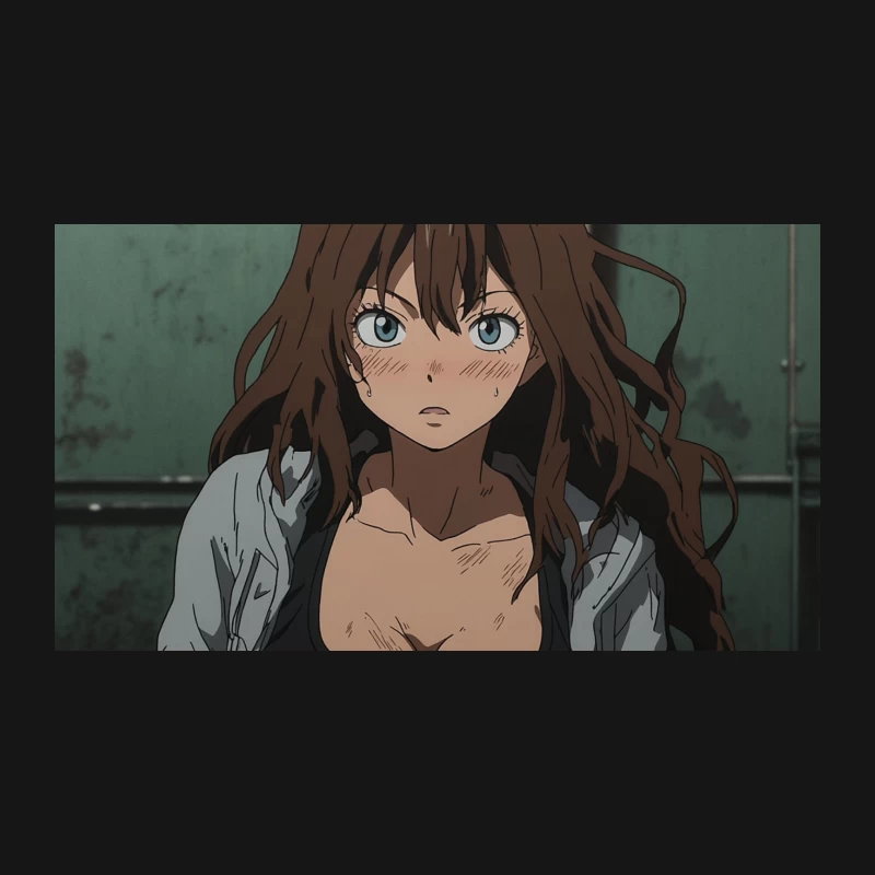 Injured Anime Girl with Serious Look Desk Mat