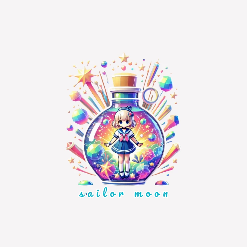 Magical Chibi Sailor in Rainbow Crystal Bottle Female T-Shirt