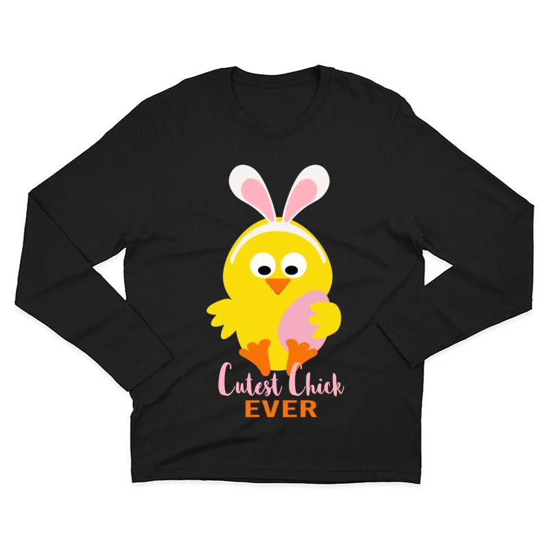 Poussinet mignon avec oreilles de lapin et œuf de Pâques Homme Manches Longues T-Shirt