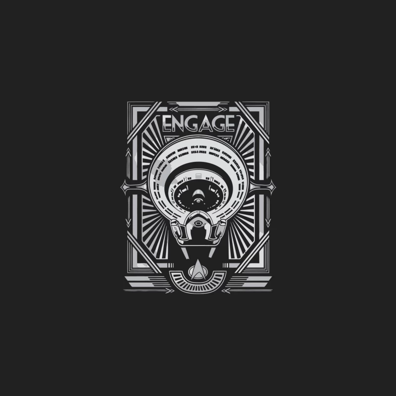Futuristic Star Trek Enterprise Geometric Design with "Engage" Command Bucket Hat