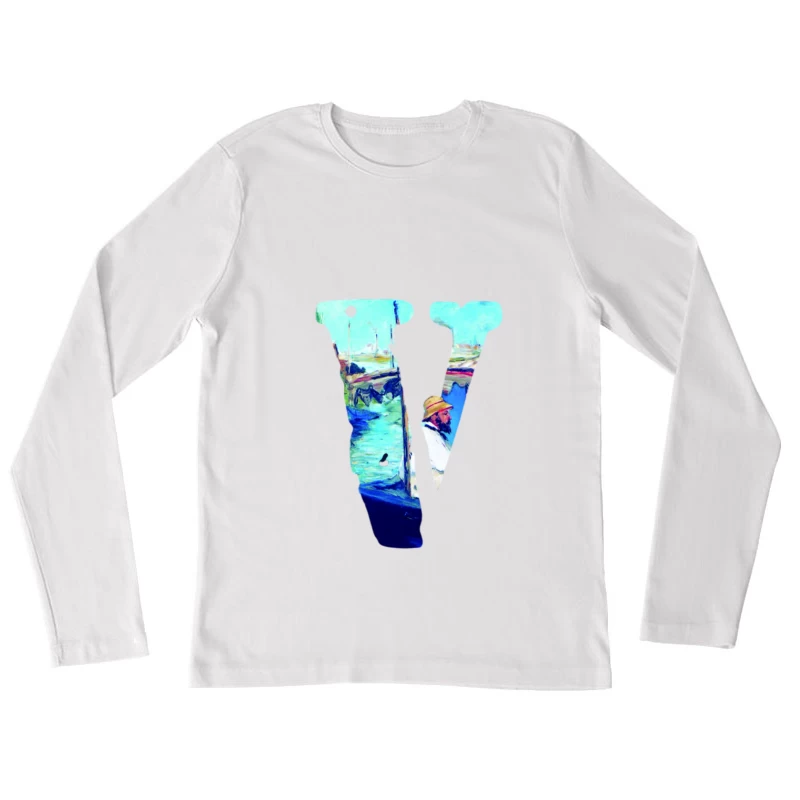Gemälde inspiriertes Design mit Künstler-Initialen Damen Langarm T-Shirt