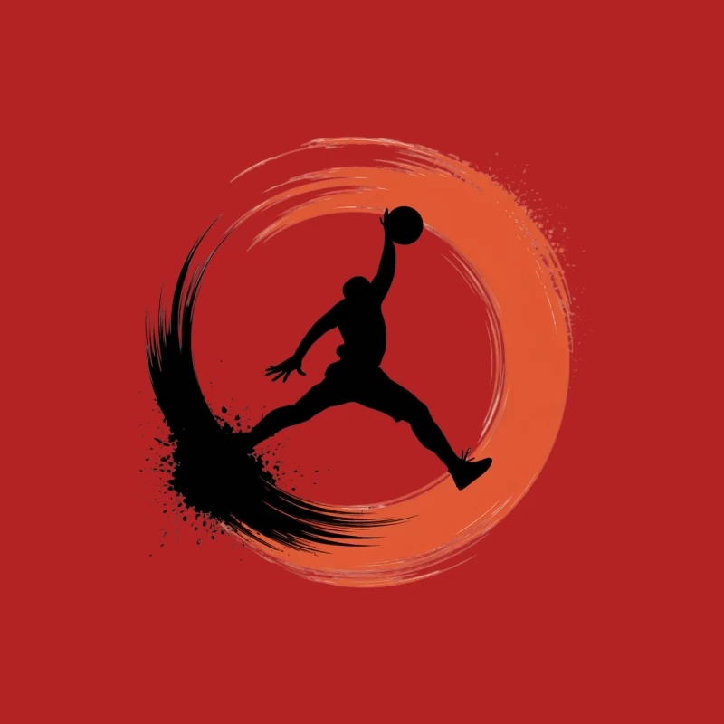 Dynamic Basketball Player Silhouette in Artistic Circle Design Female T-Shirt