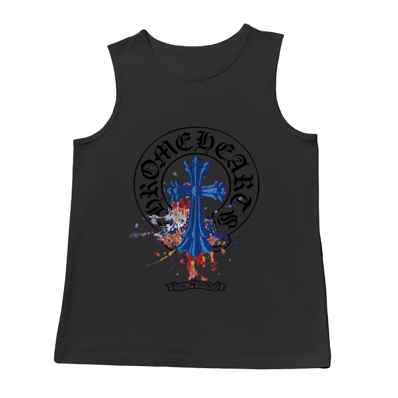 Blaues Kreuz auf gesprenkeltem Hintergrund Herren Tanktops