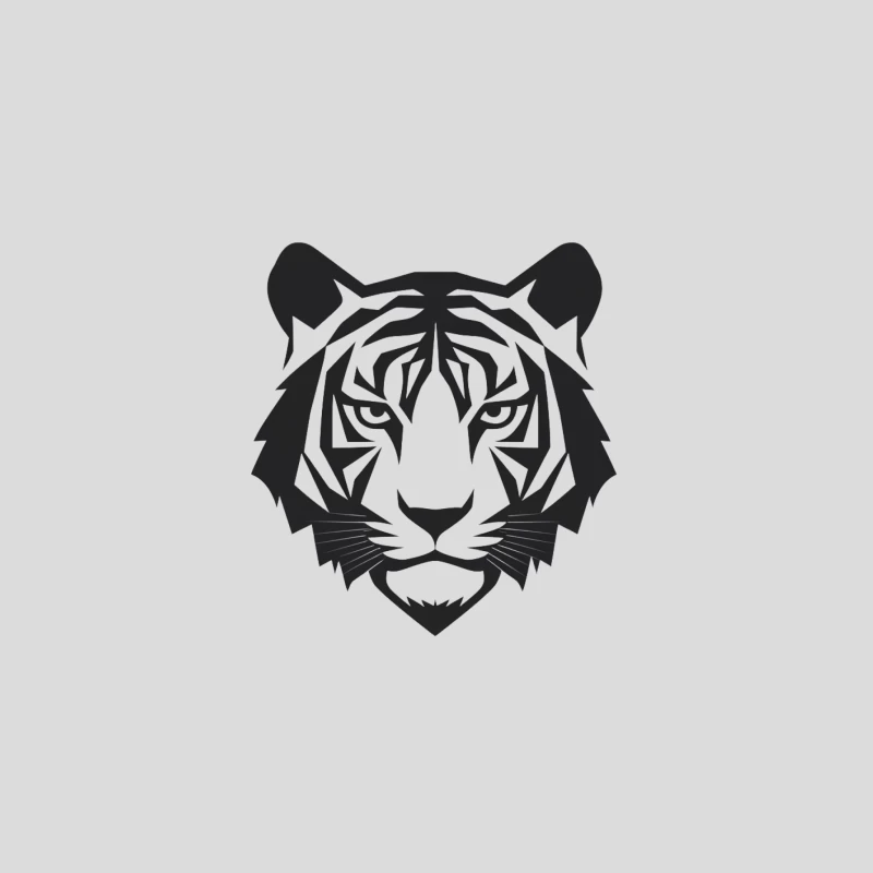 Stylized Black and White Tiger Logo Design Baseball Cap