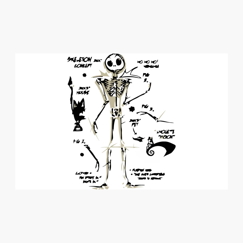 Spooky Skeleton Concept Art: Halloween Character Design Sketch Travel Mug