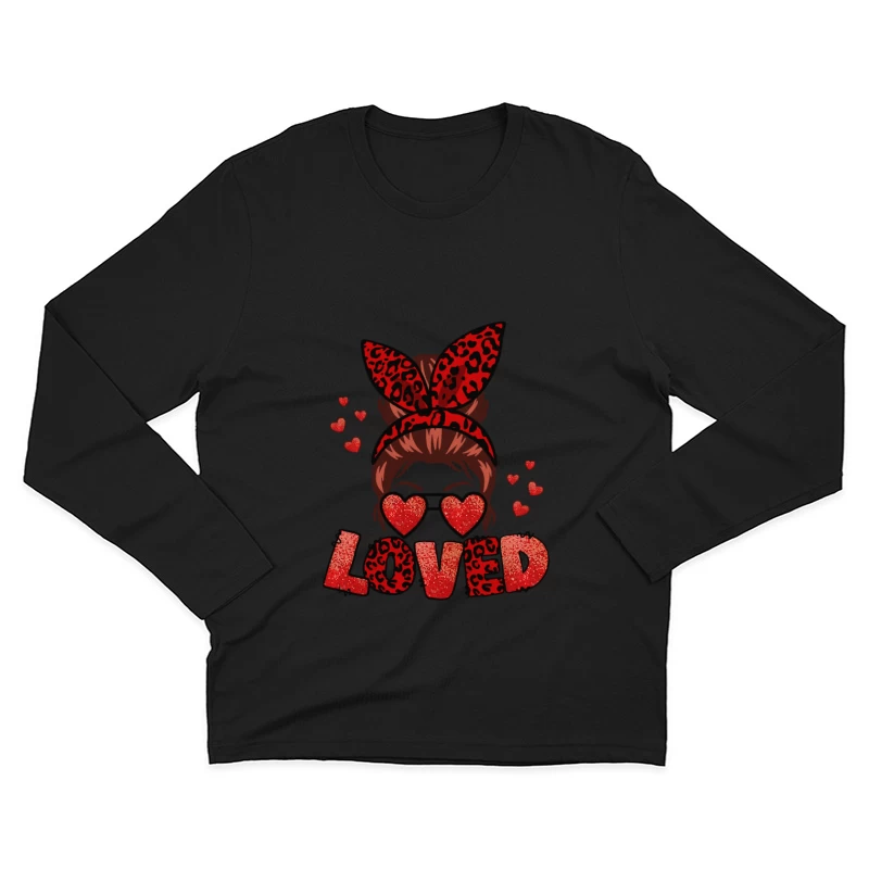 Glitzer Herzdesign Herren Langarm T-Shirt