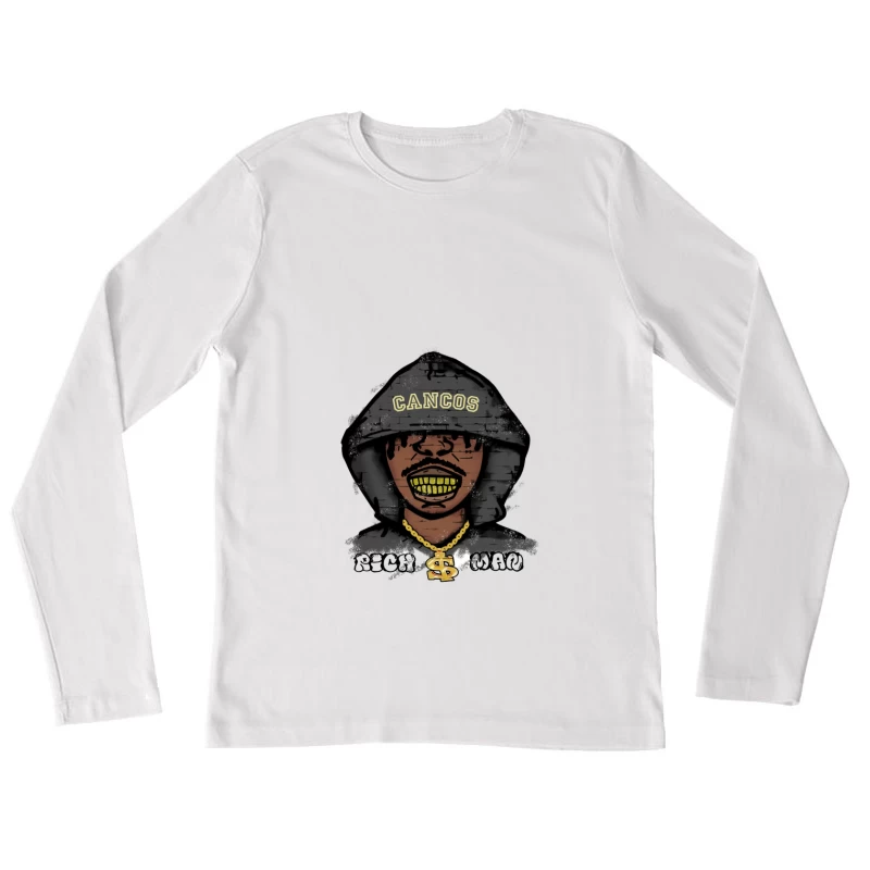 Street Art Charakter mit Kapuze Damen Langarm T-Shirt