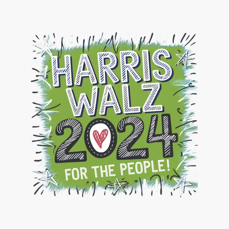 Harris Walz 2024 Campaign Typography with Green Background Cotton Tote Bag