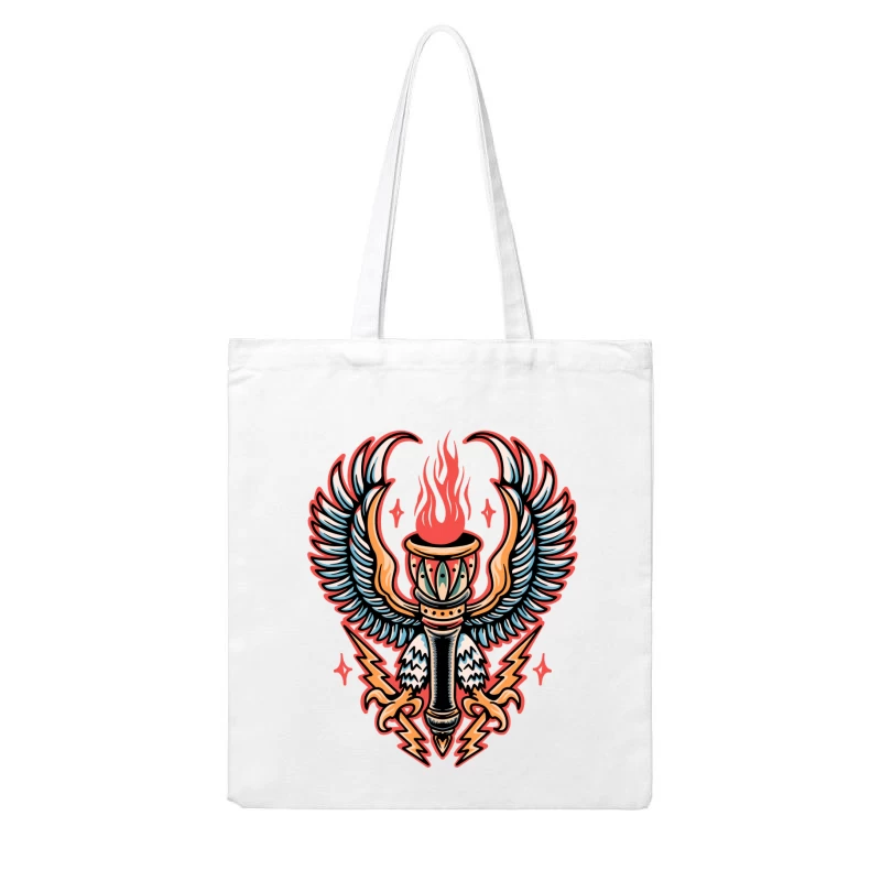 Mythical Winged Torch Artwork Cotton Tote Bag