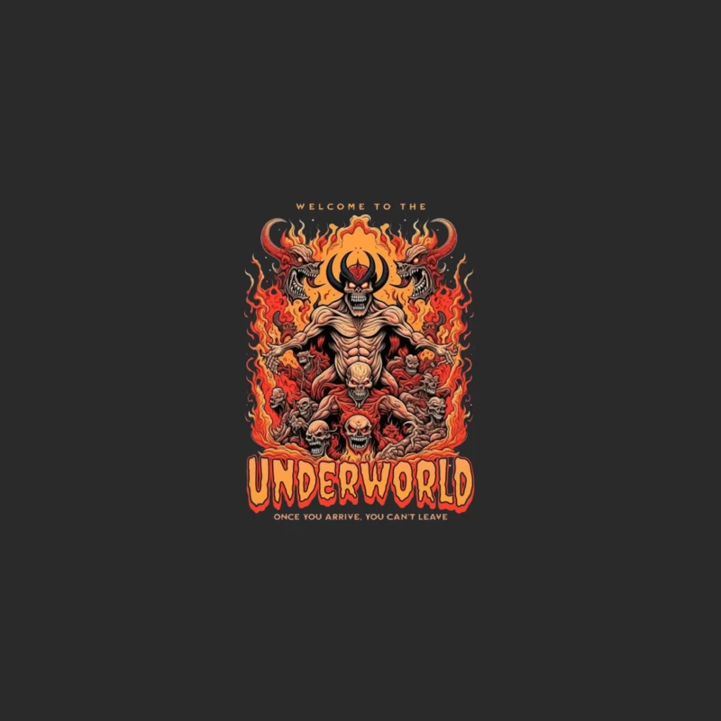 Welcome to the Underworld: Demonic Horror Art with Flaming Skulls Baseball Cap