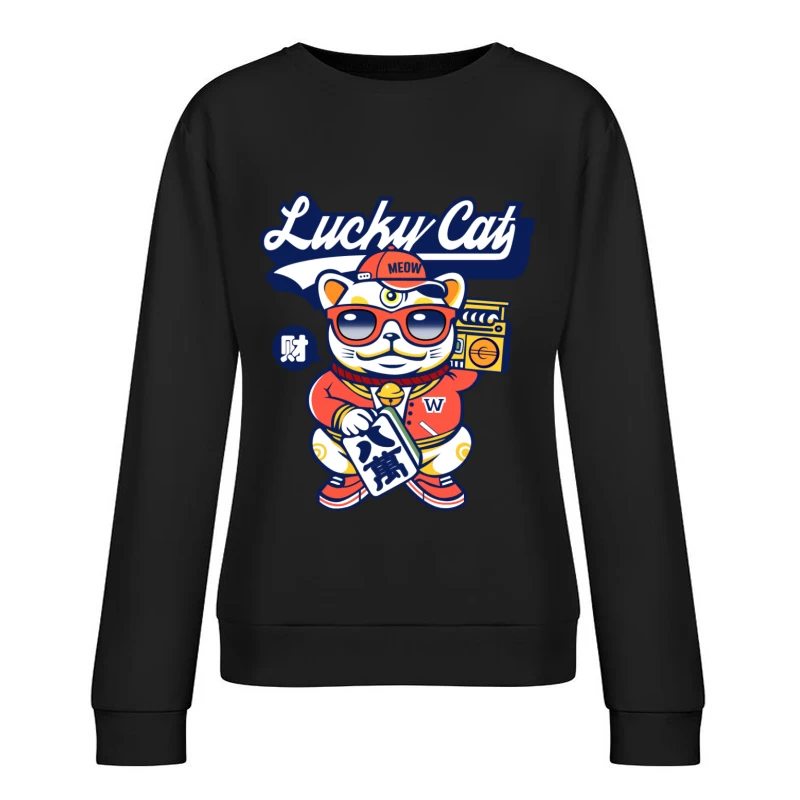 Coole Glückskatze mit Sonnenbrille Damen Pullover Sweatshirt
