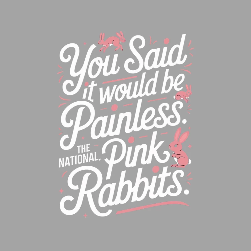 Cute Pink Rabbit Minimalist Typographic Illustration Male T-Shirt