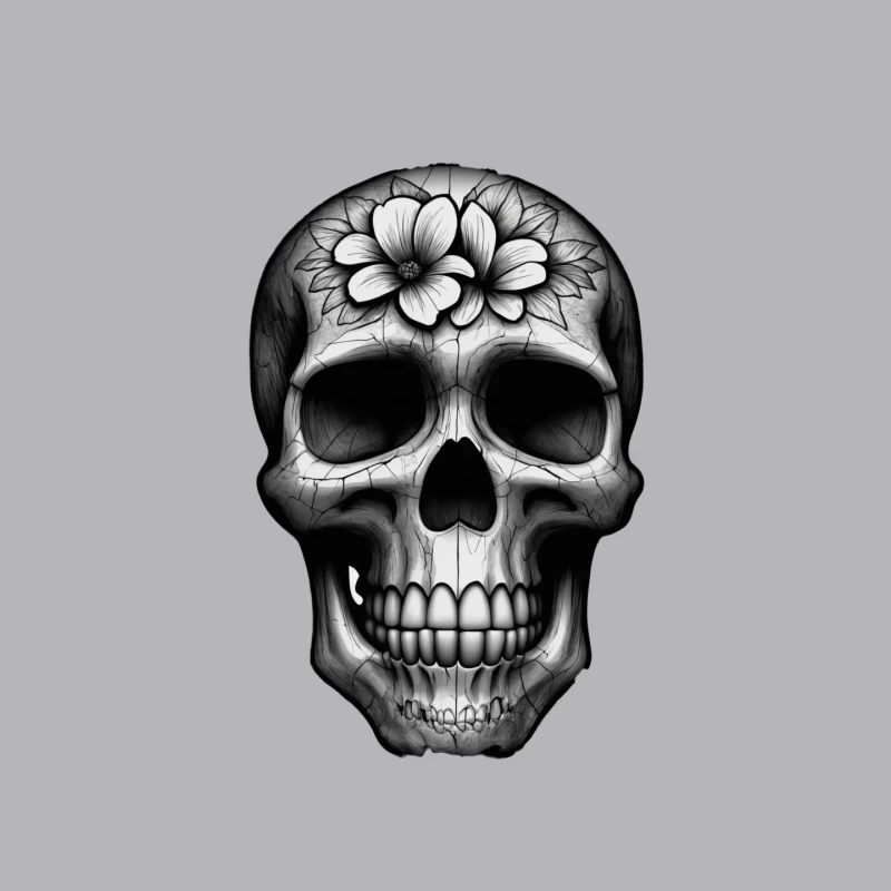 Floral Skull Illustration Mouse Pad
