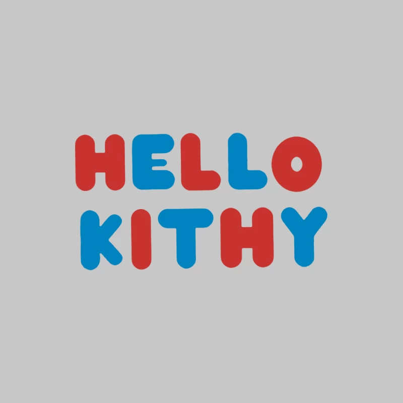 Bunter Schriftzug Hello Kithy Herren Langarm T-Shirt