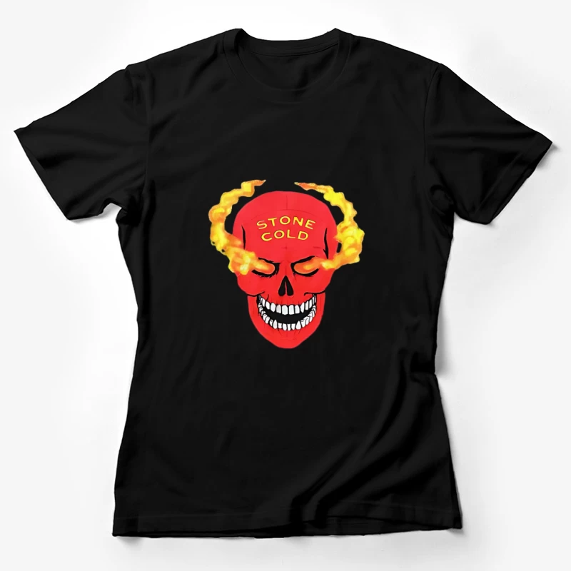 Feuriger Totenkopf mit Schriftzug Damen T-Shirt
