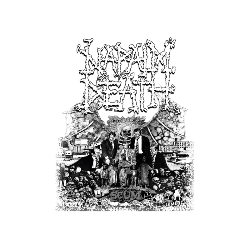 Napalm Death Scum Black White Pin