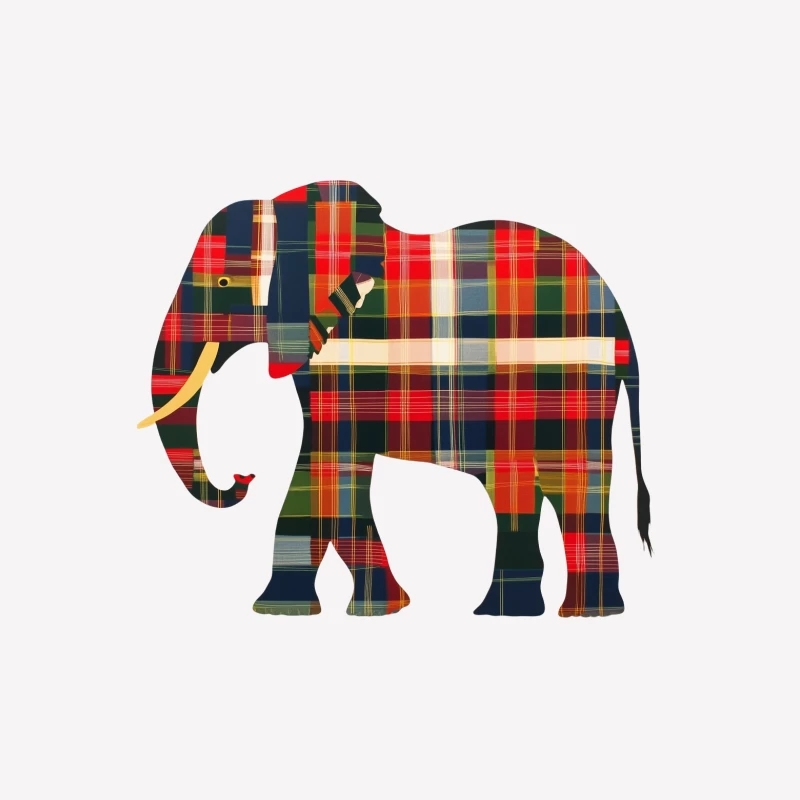 Decorative Plaid Elephant in Scottish Tartan Style Art Design Female T-Shirt