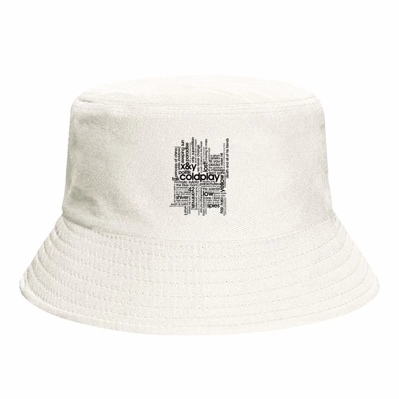 Coldplay Songs Word Cloud Typography Art Bucket Hat