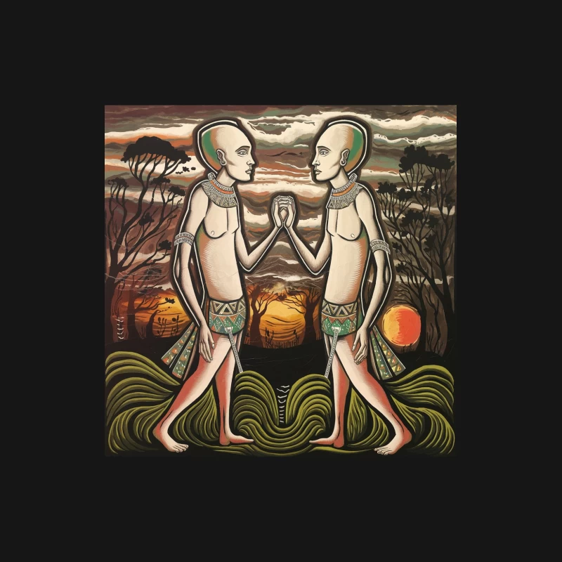 Surrealist African Tribal Symmetry at Sunset Female Long Sleeve T-Shirt