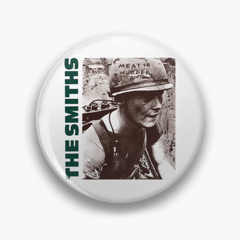 Vintage Activist Portrait with "Meat is Murder" Helmet Pin