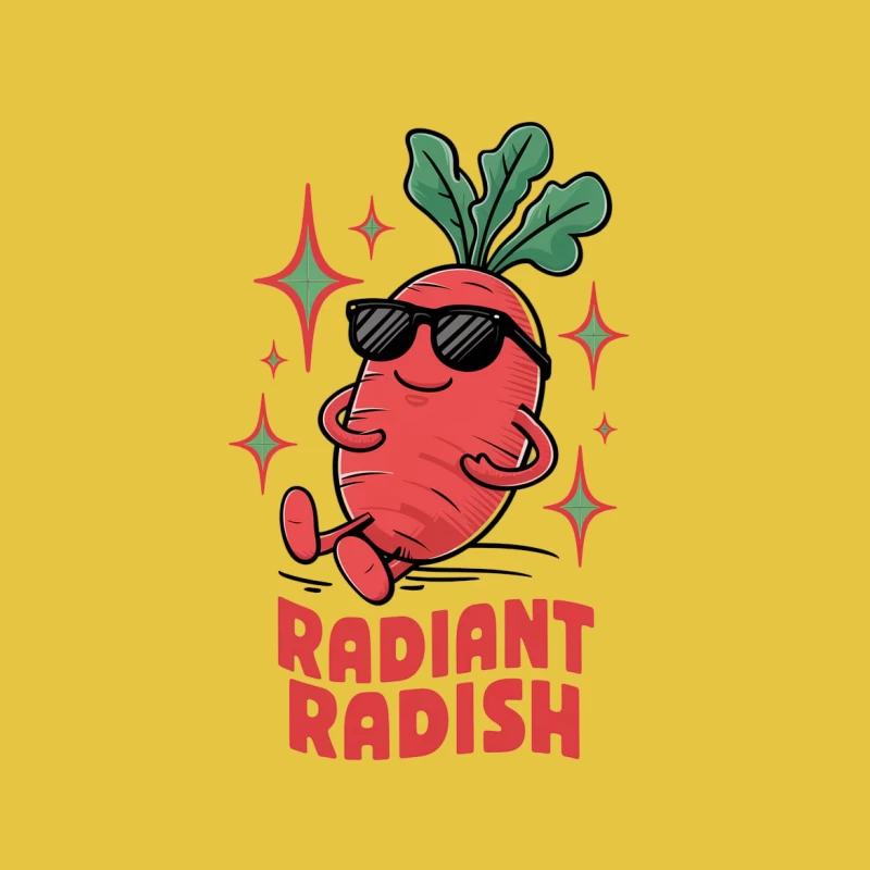 cartoon radish sunglasses cool vegetable illustration typography masco Male T-Shirt