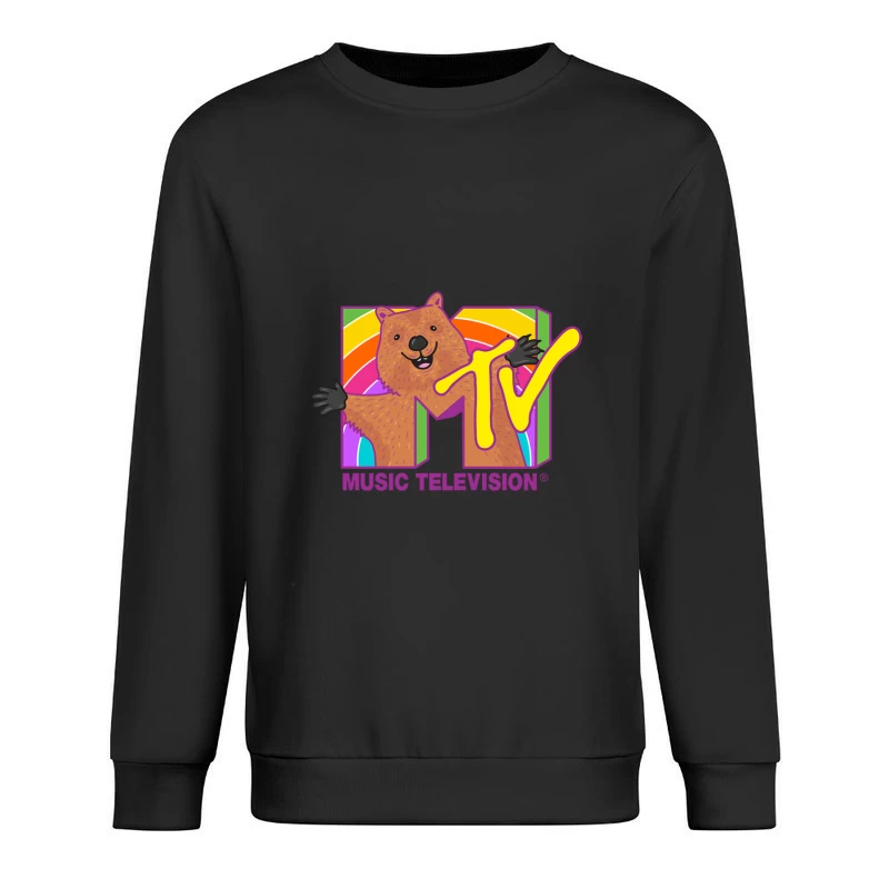 Kreatives MTV-Logo mit Bär und Regenbogen Herren Pullover Sweatshirt