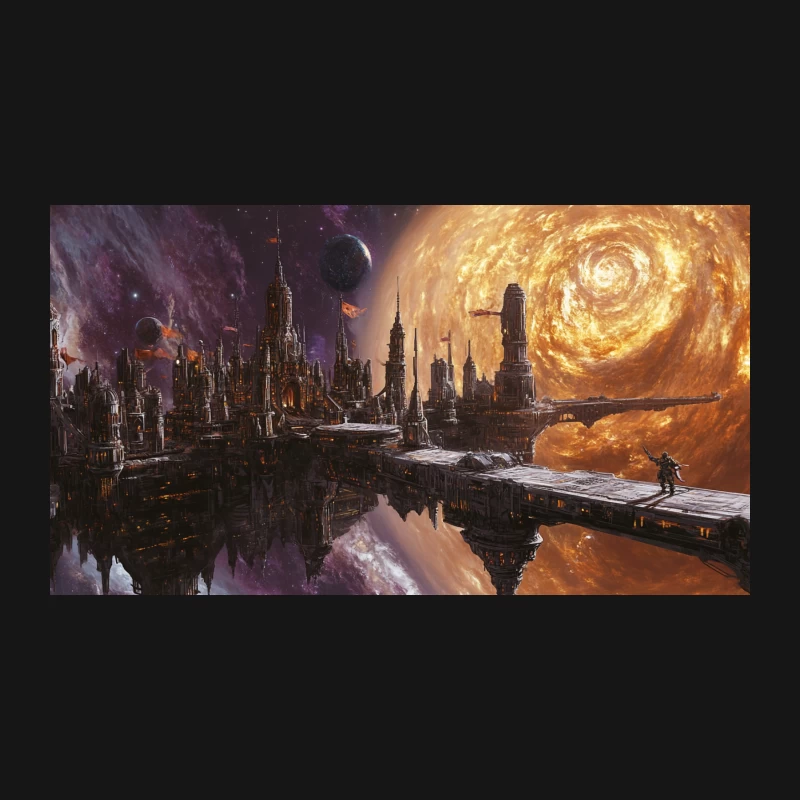Futuristic Alien Metropolis Overlooking Galactic Splendor Desk Mat