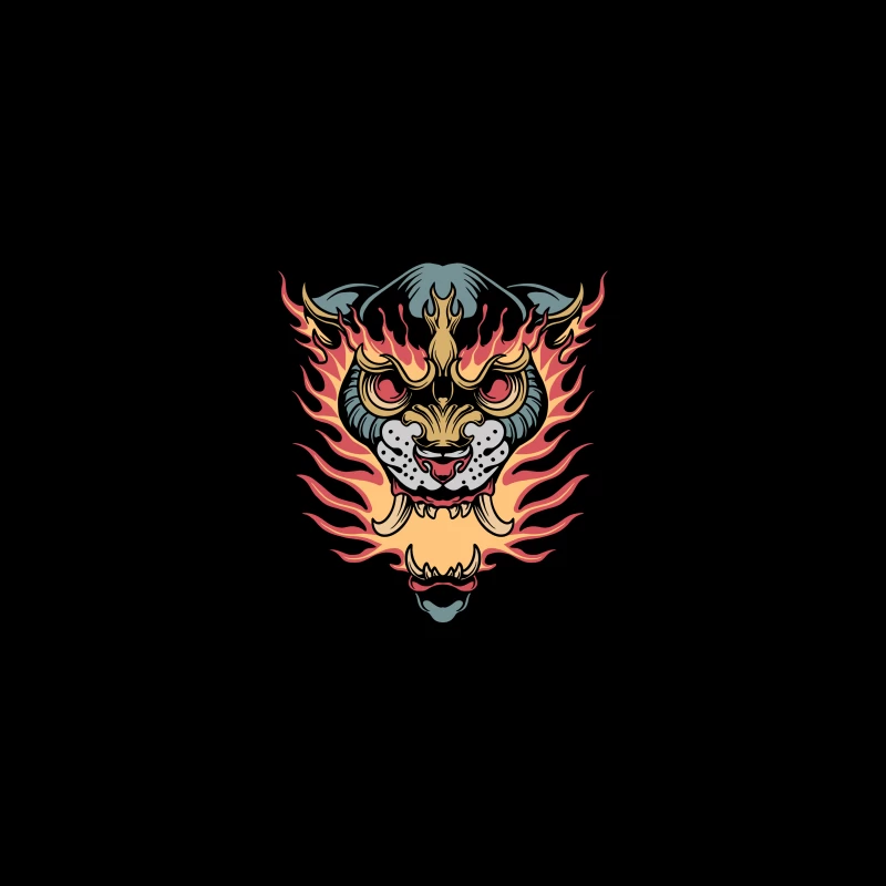 Flaming Tiger Head Design Coffee Mug