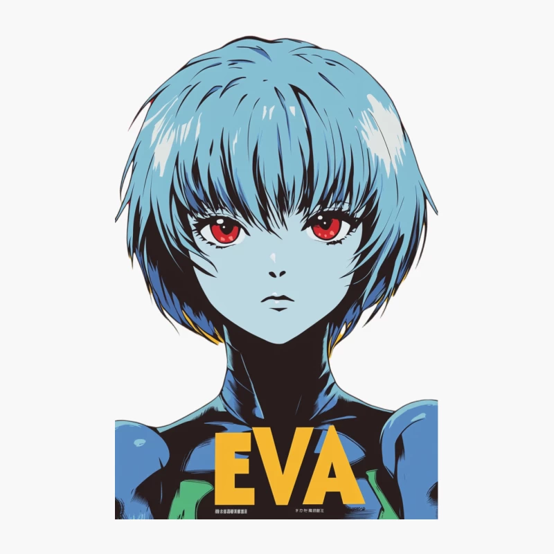 Futuristic Anime Character with Blue Hair and Red Eyes Cotton Tote Bag