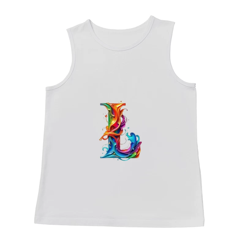 Vibrant Liquid Rainbow Letter L Artistic Typography Male Tank Top