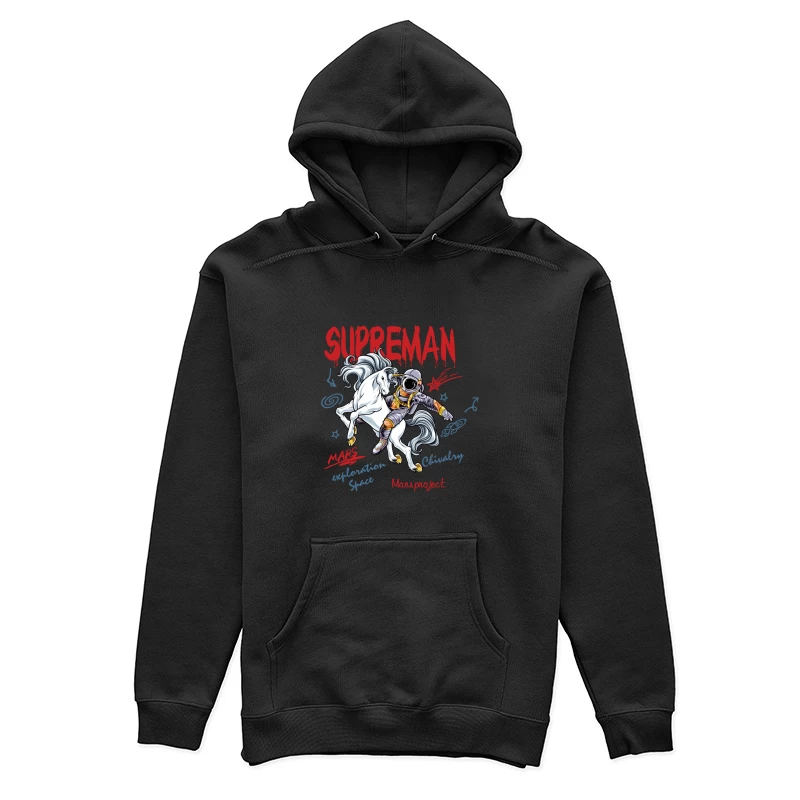 Ritterlicher Astronaut auf weißen Pferd im Weltraum Damen Pullover Hoodie