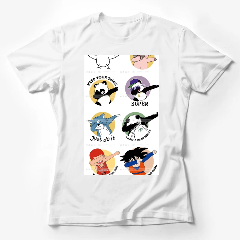 Lustige Cartoon-Charaktere beim Dab-Tanz Damen T-Shirt