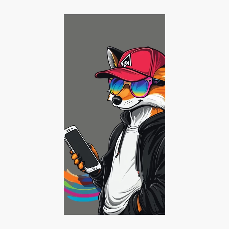 Cool Urban Fox with Sunglasses and Smartphone in Hoodie iPhone Case