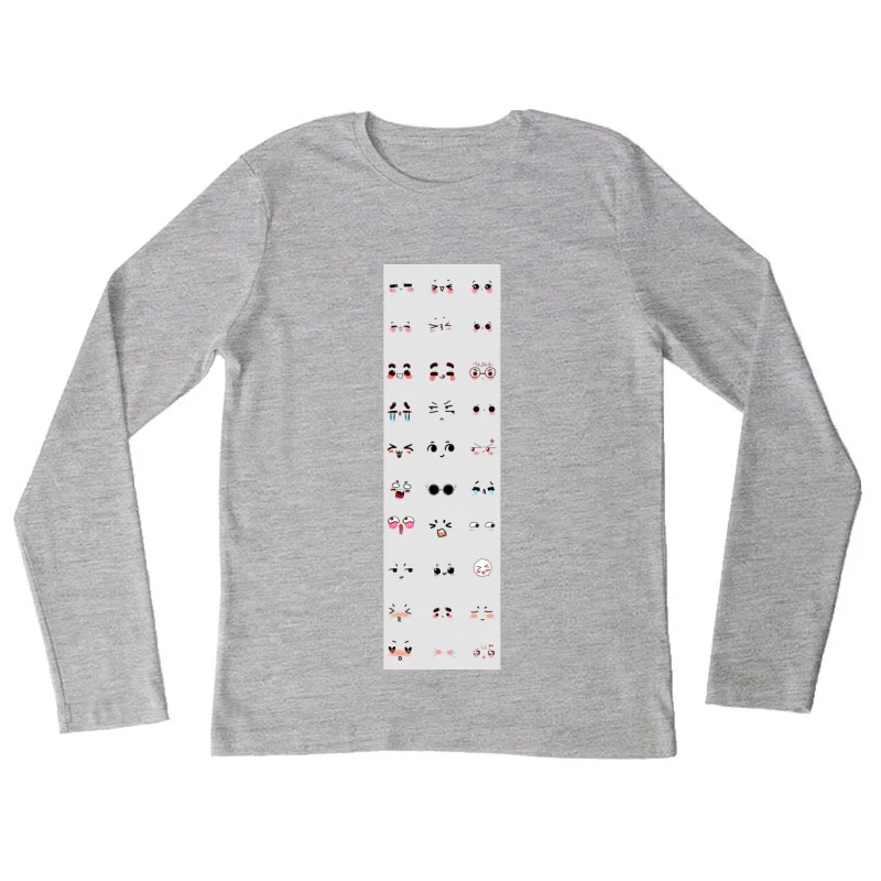 Niedliche Kawaii Gesichtsausdrücke Damen Langarm T-Shirt