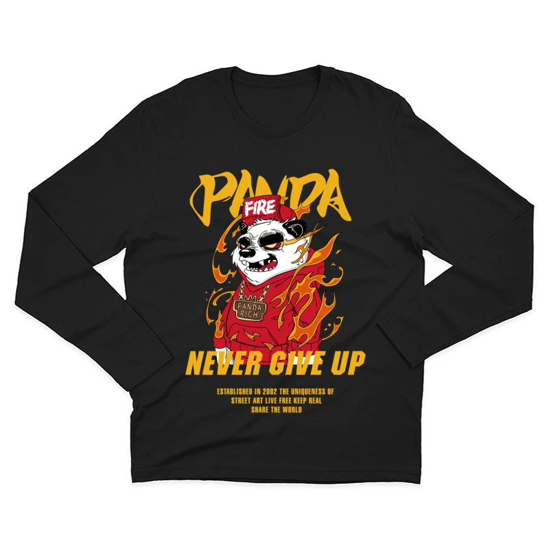 Feuriger Panda-Motivationsdruck Herren Langarm T-Shirt