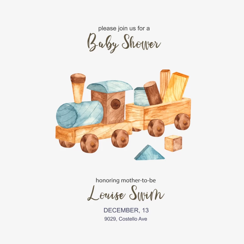 Holzspielzeug Baby Shower Einladung Damen Langarm T-Shirt