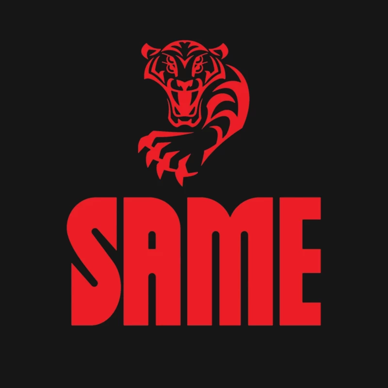 Red Tiger Sports Logo with SAME Text Male T-Shirt