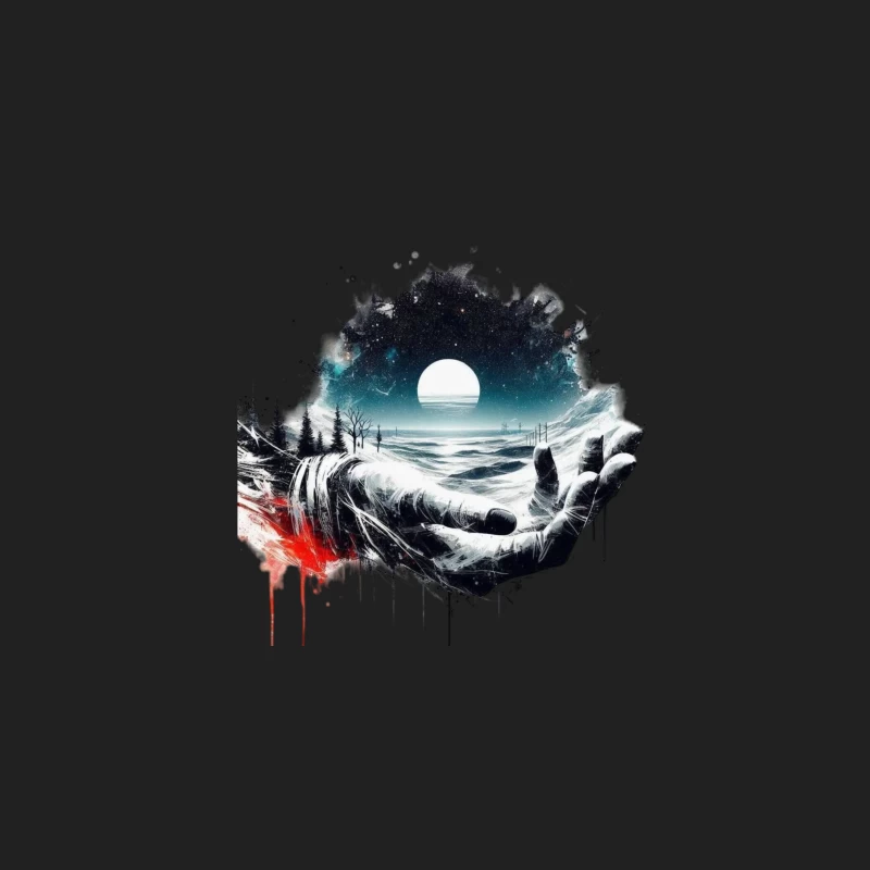 Surreal Cosmic Landscape with Hands Bucket Hat