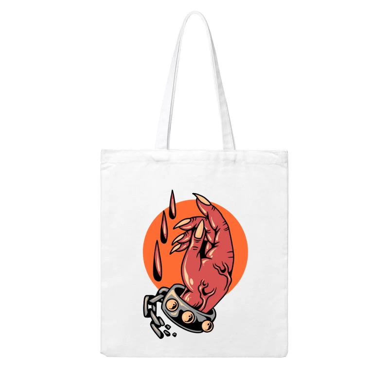 Gory Hand Breaking Free from Chains Cotton Tote Bag