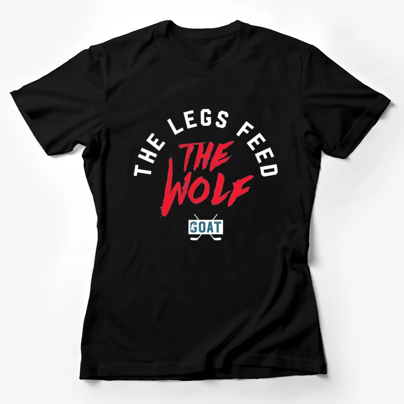 The Wolf and Goat Text Design with Minimalist Typography Female T-Shirt