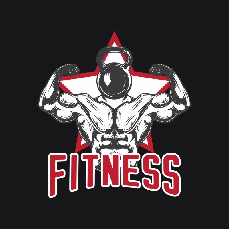 Muscular Fitness Icon with Kettlebell and Star Female Pullover Hoodie