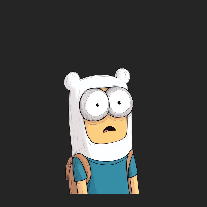 Wide-Eyed Cartoon Character in White Bear Hat Female Pullover Sweatshirt