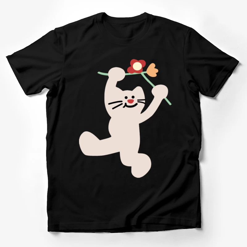 Fröhliche Katze mit Blumen Herren T-Shirt