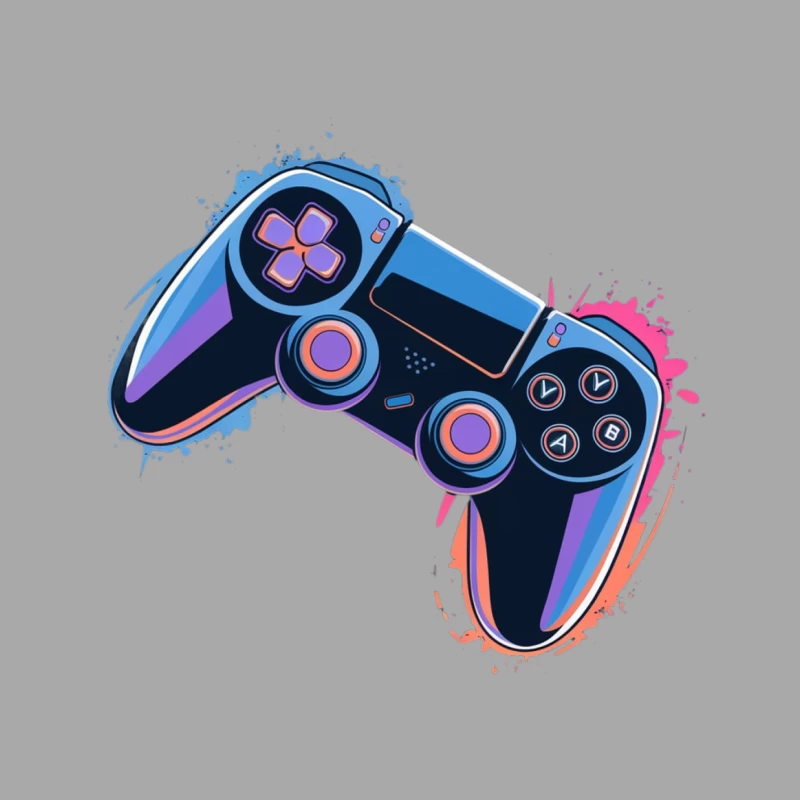 Modern Digital Art Gaming Controller in Blue and Purple Male Pullover Hoodie