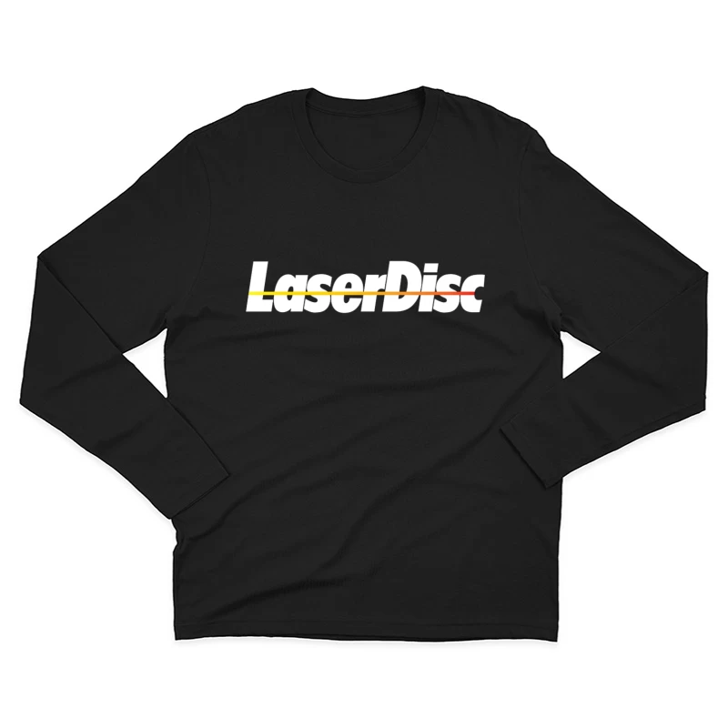 Retro Laser Disc Logo with Typography Outline Male Long Sleeve T-Shirt