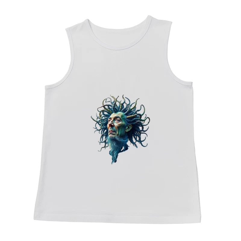 Surreal Medusa-Inspired Portrait with Blue Tentacles Male Tank Top