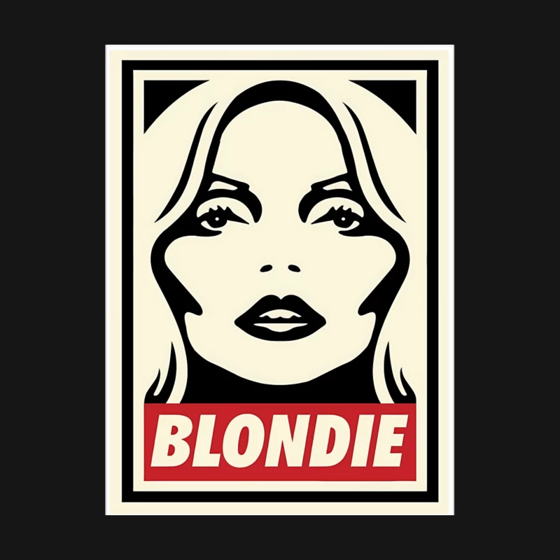 Stylized Pop Art Blondie Band Poster in Black and White with Red Text Male Long Sleeve T-Shirt