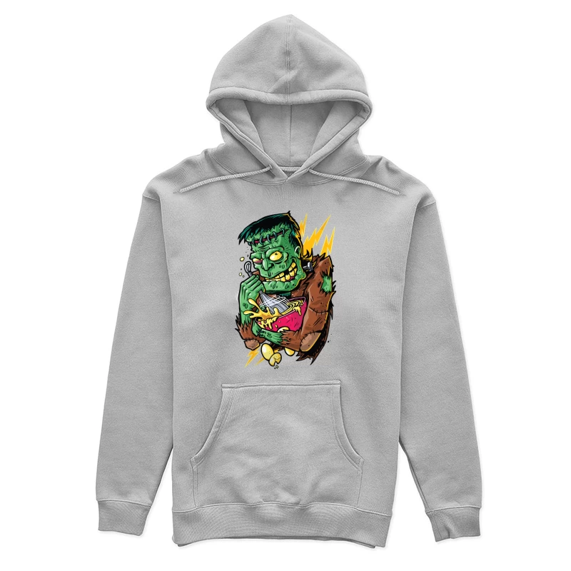 Playful Cartoon Frankenstein Monster with Food Female Pullover Hoodie